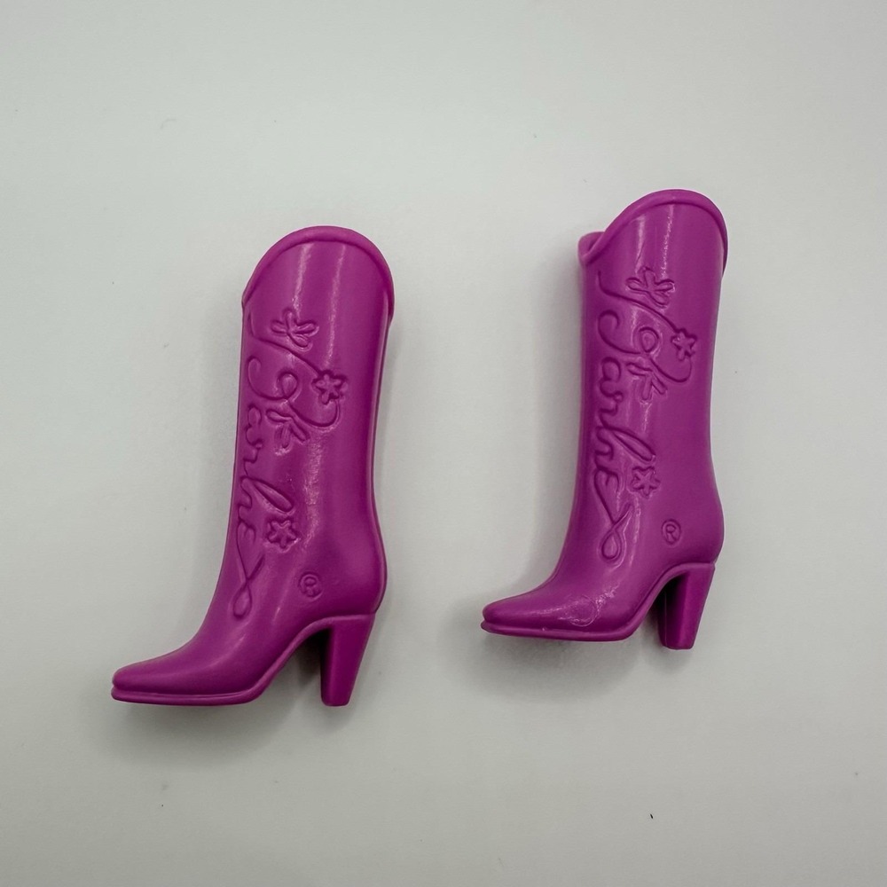 Barbie Doll Pink Boots‎ Vintage Lace lt Pink-Purple Cowboy Western Boots